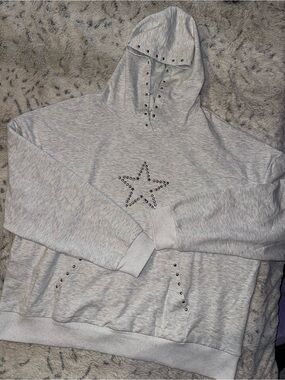 Aeropostale Light Gray Studded Star Crewneck Hoodie